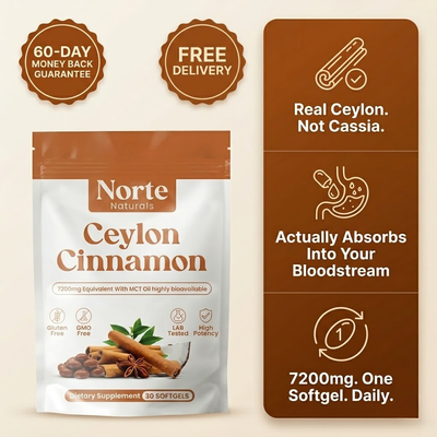 Ceylon Cinnamon Softgels 12:1 — Blood Sugar & Energy Support